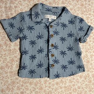 Rachel Zoe Kids Blue Palm Print Button Down Shirt